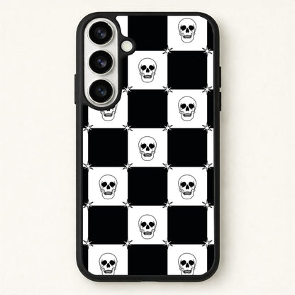Checkered Skulls Pattern Phone Case for Galaxy S26