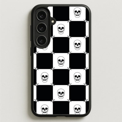 Checkered Skulls Pattern Phone Case for Galaxy S25FE