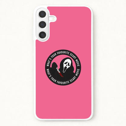 What's Your Favourite Scary Movie Badge Phone Case for Galaxy A57