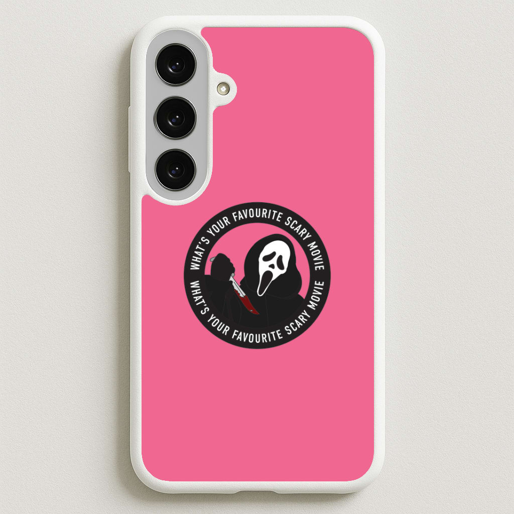 What's Your Favourite Scary Movie Badge Phone Case for Galaxy S25FE