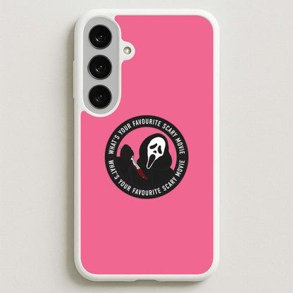 What's Your Favourite Scary Movie Badge Phone Case for Galaxy S25FE