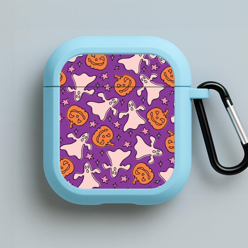 Abstract Halloween Pattern Blue AirPods Case