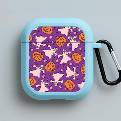 Abstract Halloween Pattern Blue AirPods Case