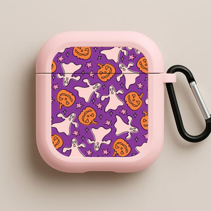 Abstract Halloween Pattern Pink AirPods Case