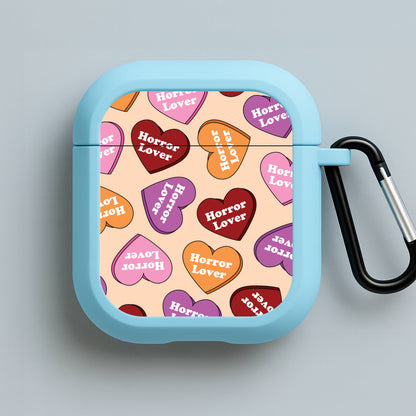 Horror Lover Hearts Pattern Blue AirPods Case