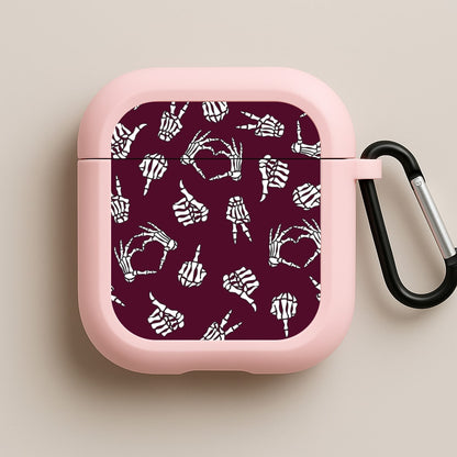 Skeleton Hands Pattern Pink AirPods Case