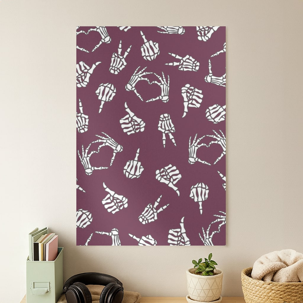 Skeleton Hands Pattern Poster
