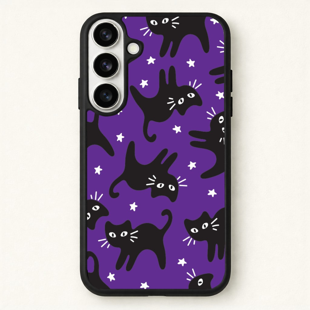 Cartoon Black Cats And Stars Pattern Phone Case for Galaxy S26