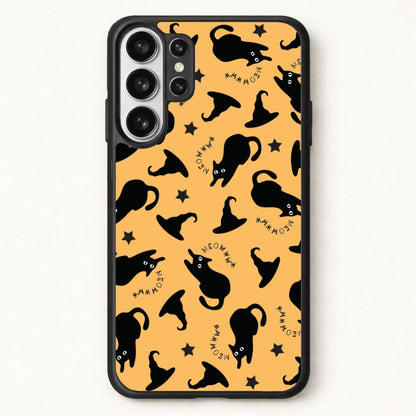 Black Cat And Hats Pattern Phone Case for Galaxy S26 Ultra