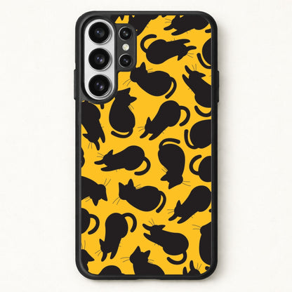 Black Cat Silhouettes Pattern Phone Case for Galaxy S26 Ultra