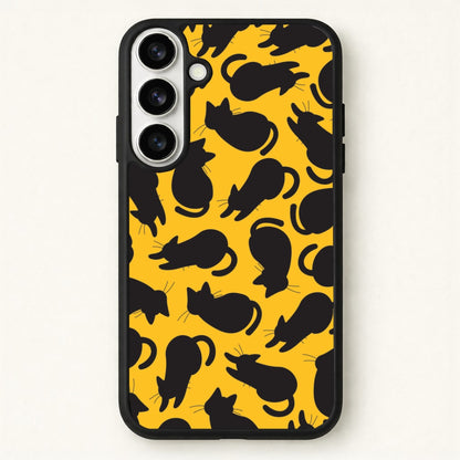 Black Cat Silhouettes Pattern Phone Case for Galaxy S26 Plus