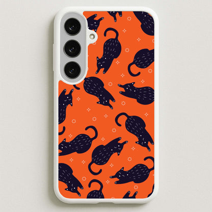 Black Cats And Stars Pattern Phone Case for Galaxy S25FE