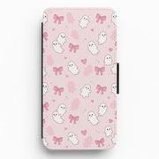 Pink Ghosts And Bows Flip / Wallet Phone Case 1