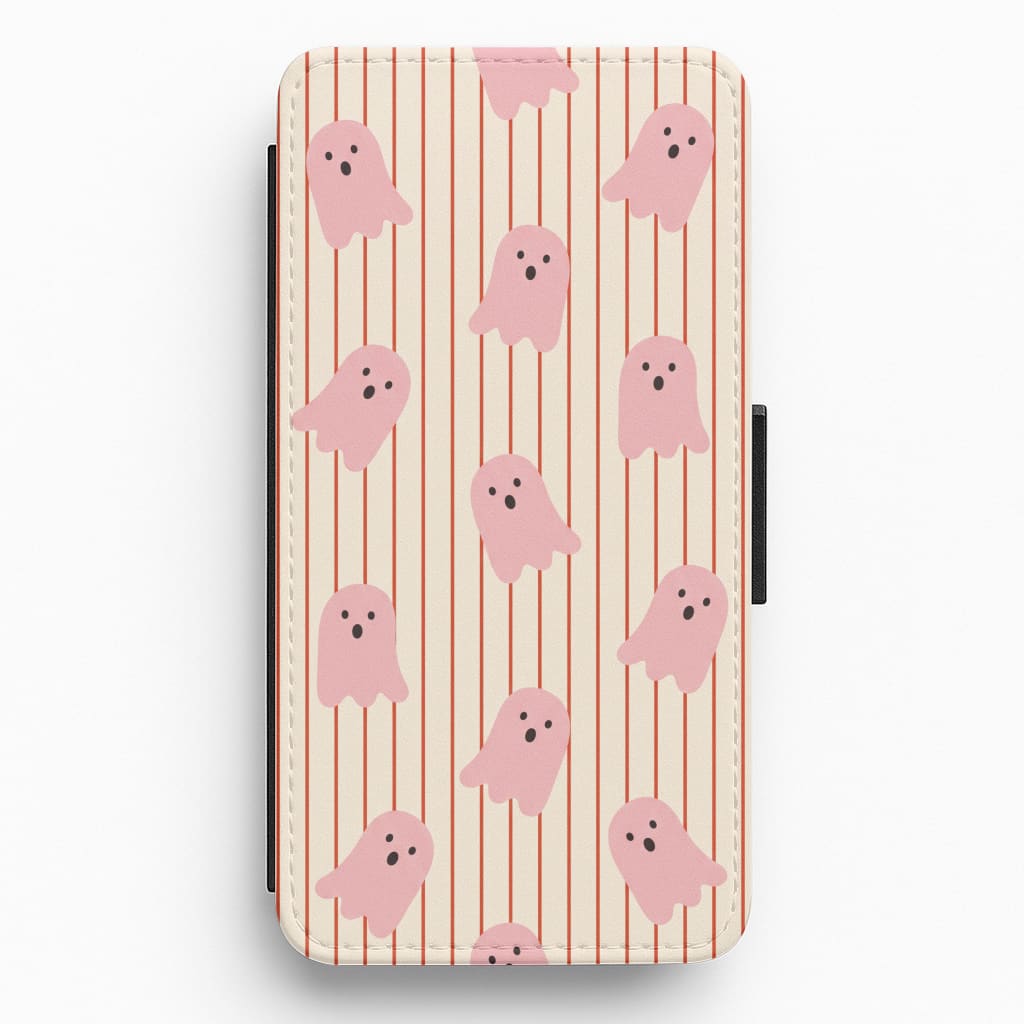 Candy Stripe Ghosts - Vanilla Flip / Wallet Phone Case