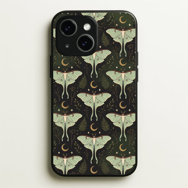 Moonlit Luna Moths Phone Case - iPhone 14 Plus / Standard