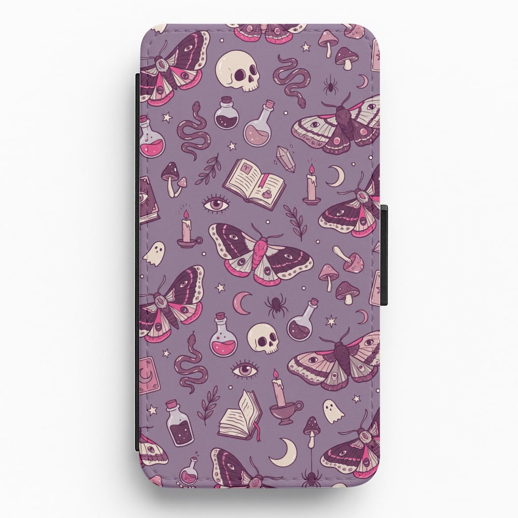 Purple Witchy Doodles Wallet Phone Case
