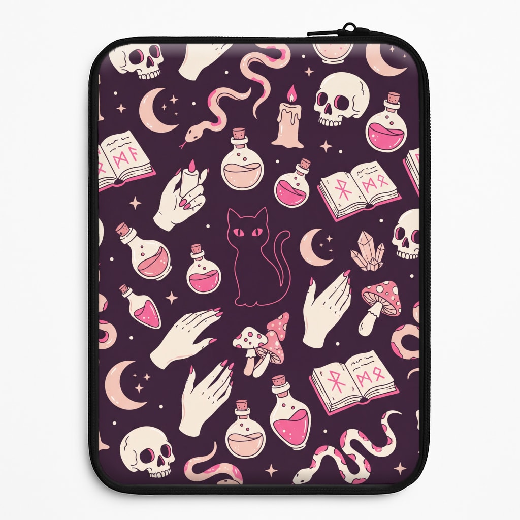 Black Witchy Doodles Laptop Sleeve