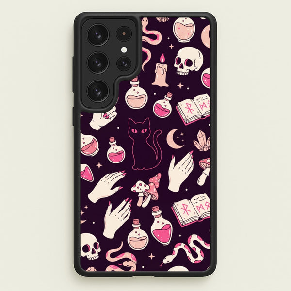 Black Witchy Doodles Phone Case - Galaxy S22 Ultra / Standard