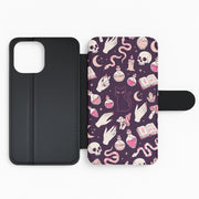 Black Witchy Doodles Wallet Phone Case 2