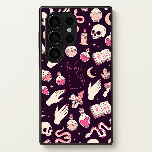 Black Witchy Doodles Phone Case - Galaxy S24 Ultra / Standard