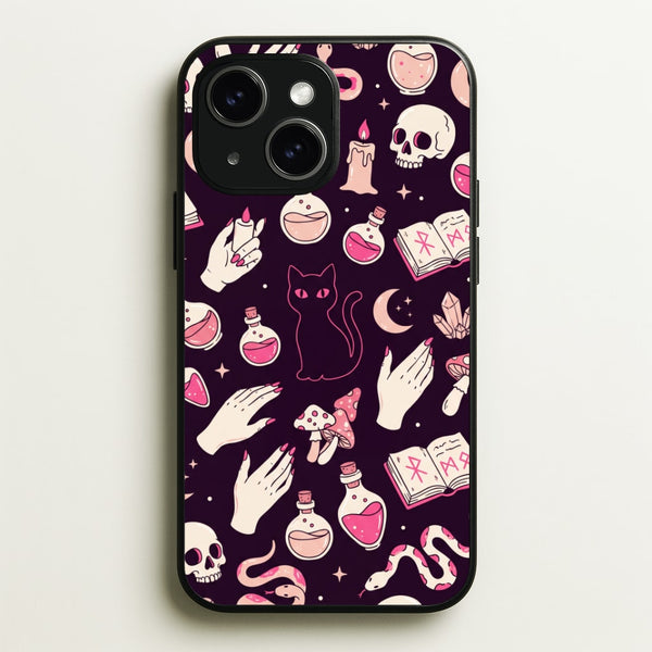 Black Witchy Doodles Phone Case - iPhone 14 Plus / Standard