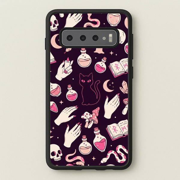 Black Witchy Doodles Phone Case - Galaxy S10 Plus / Standard