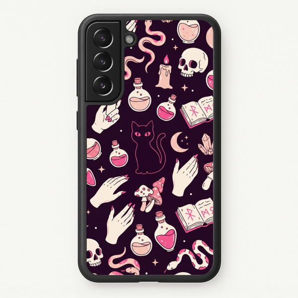 Black Witchy Doodles Phone Case - Galaxy S22 Plus / Standard