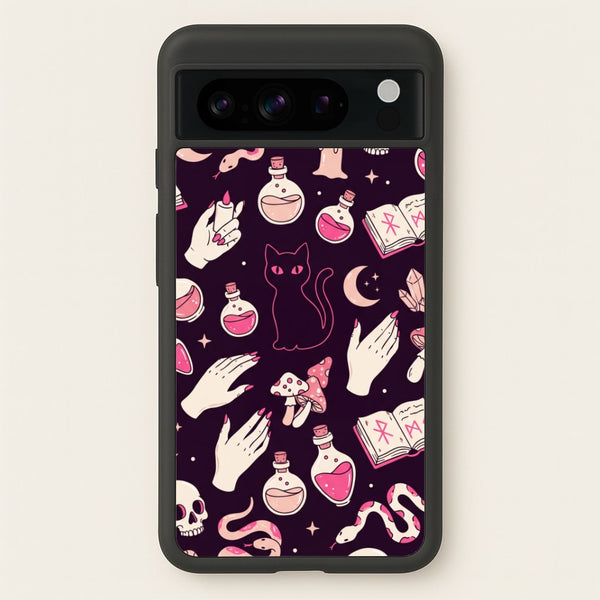 Black Witchy Doodles Phone Case - Google Pixel 8 Pro / Standard
