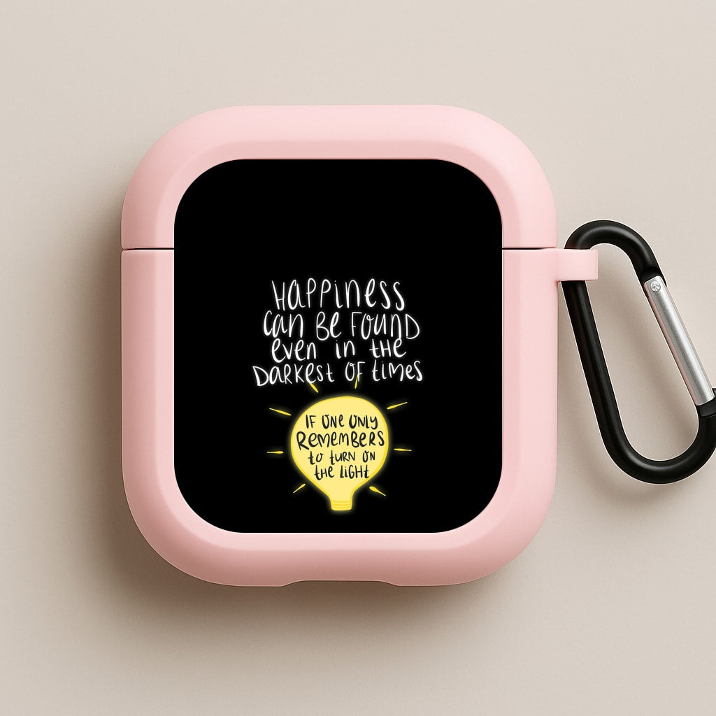 Happiness Can Be Found In The Darkest of Times Pink AirPods Case