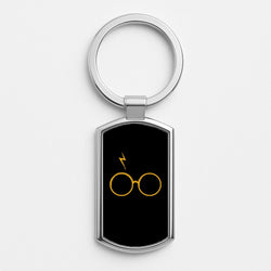 Glasses & Scar Silver Keyring