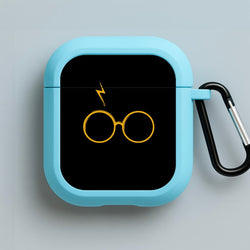 Glasses & Scar Blue AirPods Case