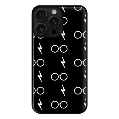 Glasses & Scar Pattern Phone Case for iPhone 16 Pro Max