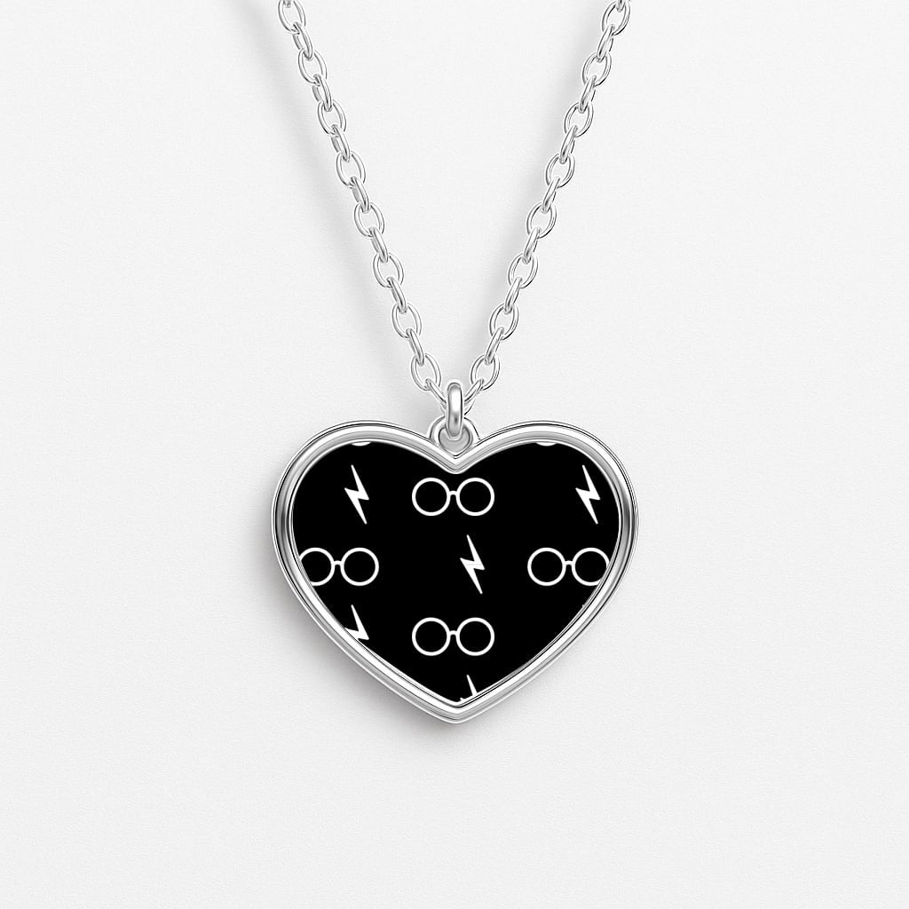 Glasses & Scar Pattern Heart Necklace