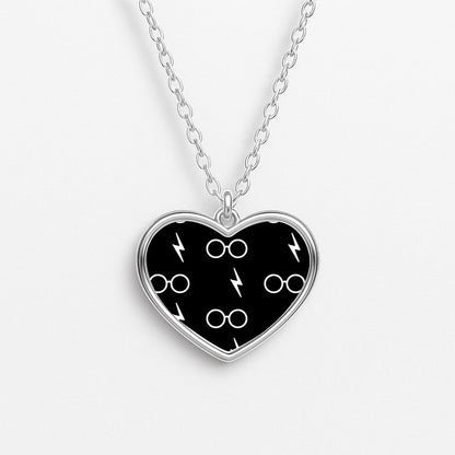 Glasses & Scar Pattern Heart Necklace