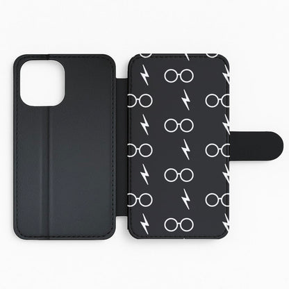 Glasses & Scar Pattern Flip Phone Case