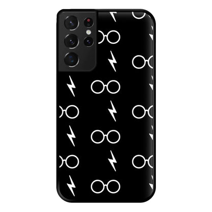 Glasses & Scar Pattern Phone Case for Galaxy S21 Ultra