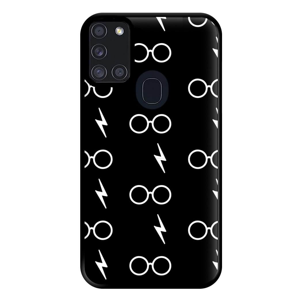 Glasses & Scar Pattern Phone Case for Galaxy A21s