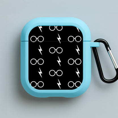 Glasses & Scar Pattern Blue AirPods Case