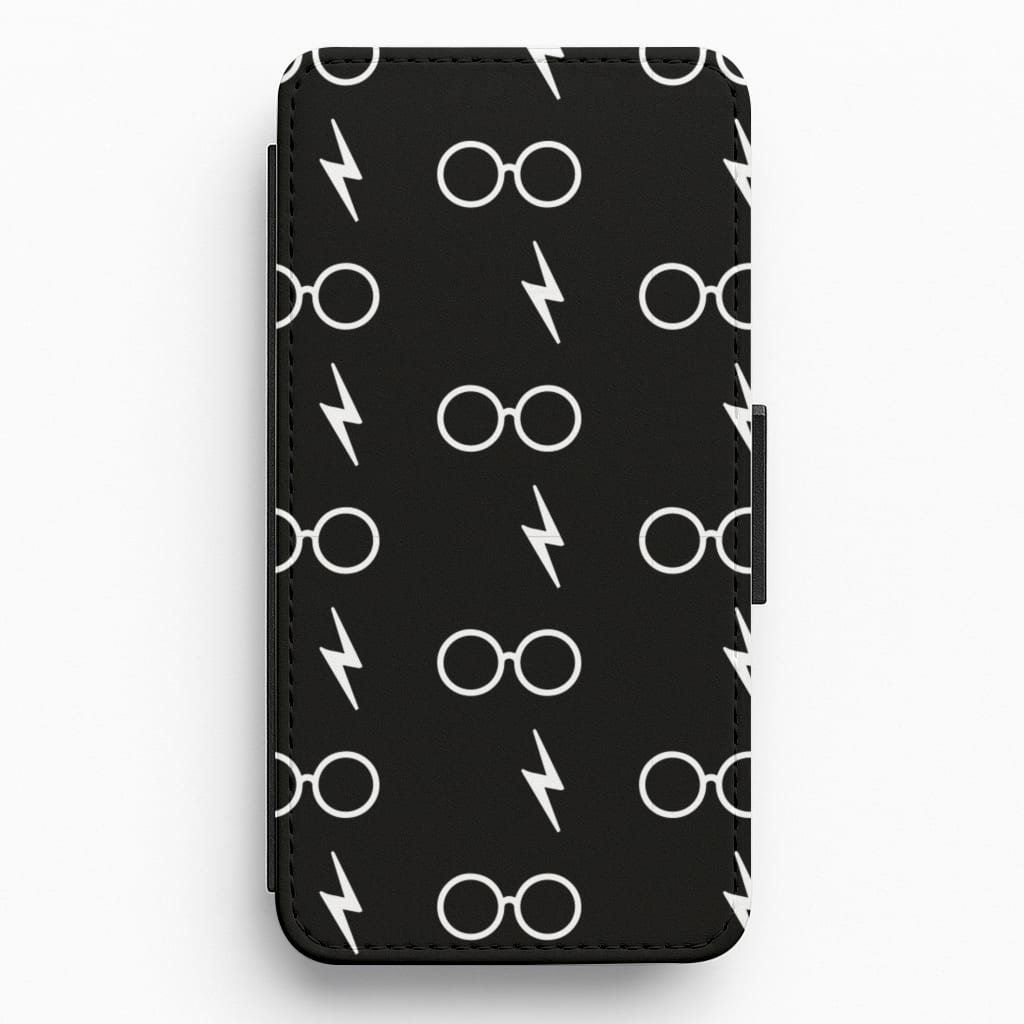 Glasses & Scar Pattern Flip / Wallet Phone Case