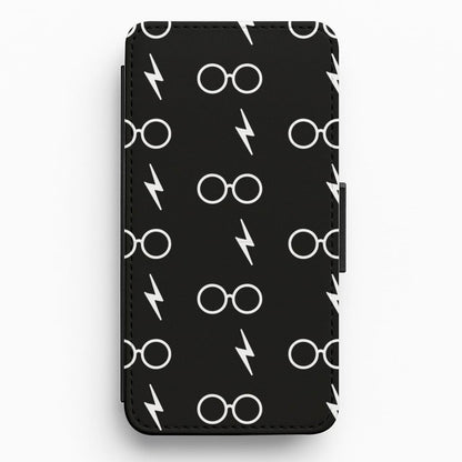 Glasses & Scar Pattern Flip / Wallet Phone Case