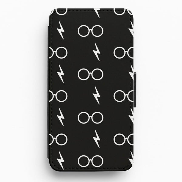 Glasses & Scar Pattern Flip / Wallet Phone Case