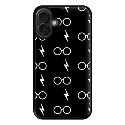 Glasses & Scar Pattern Phone Case for iPhone 16 Plus