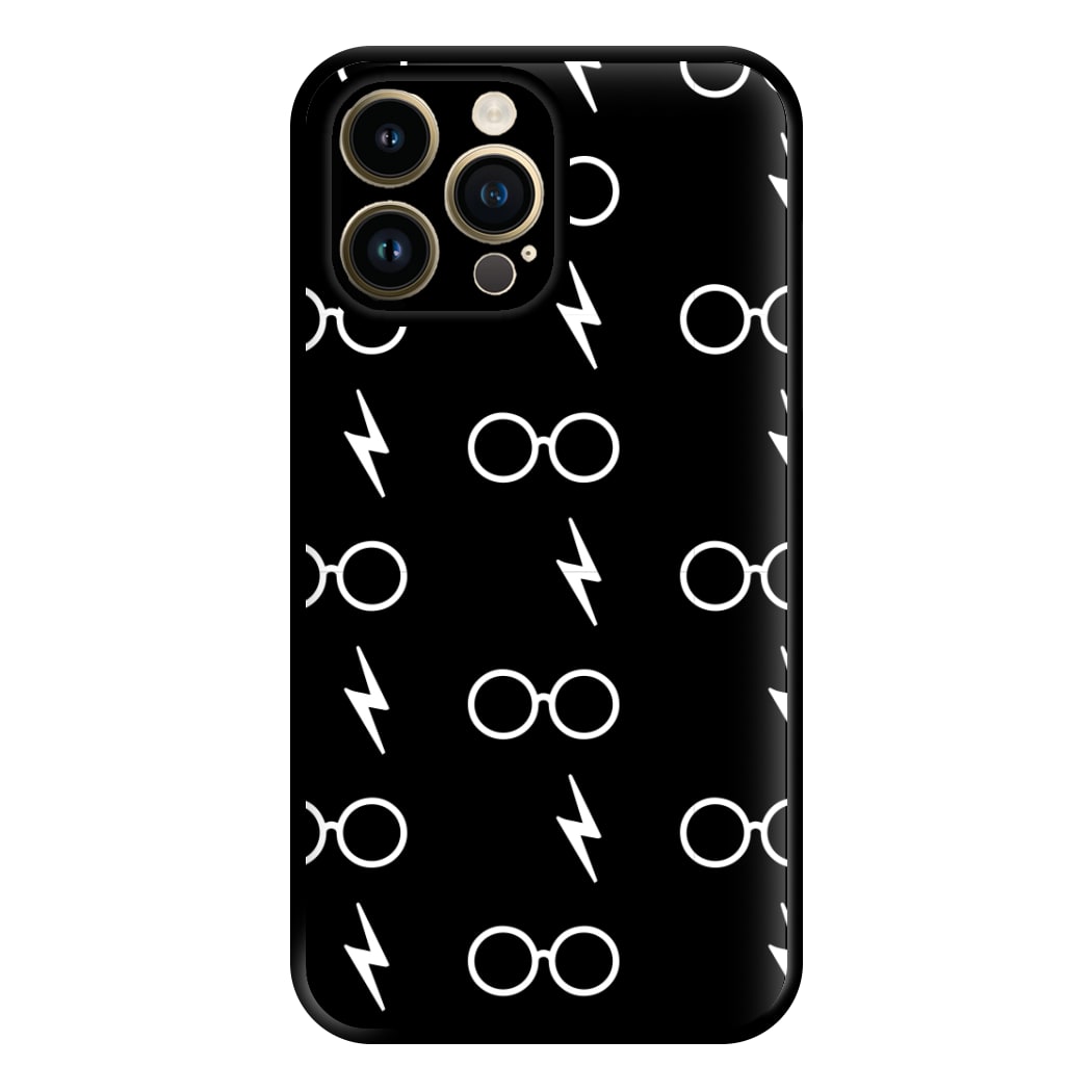 Glasses & Scar Pattern Phone Case for iPhone 14 Pro Max