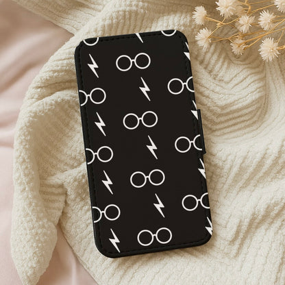 Glasses & Scar Pattern Wallet Phone Case