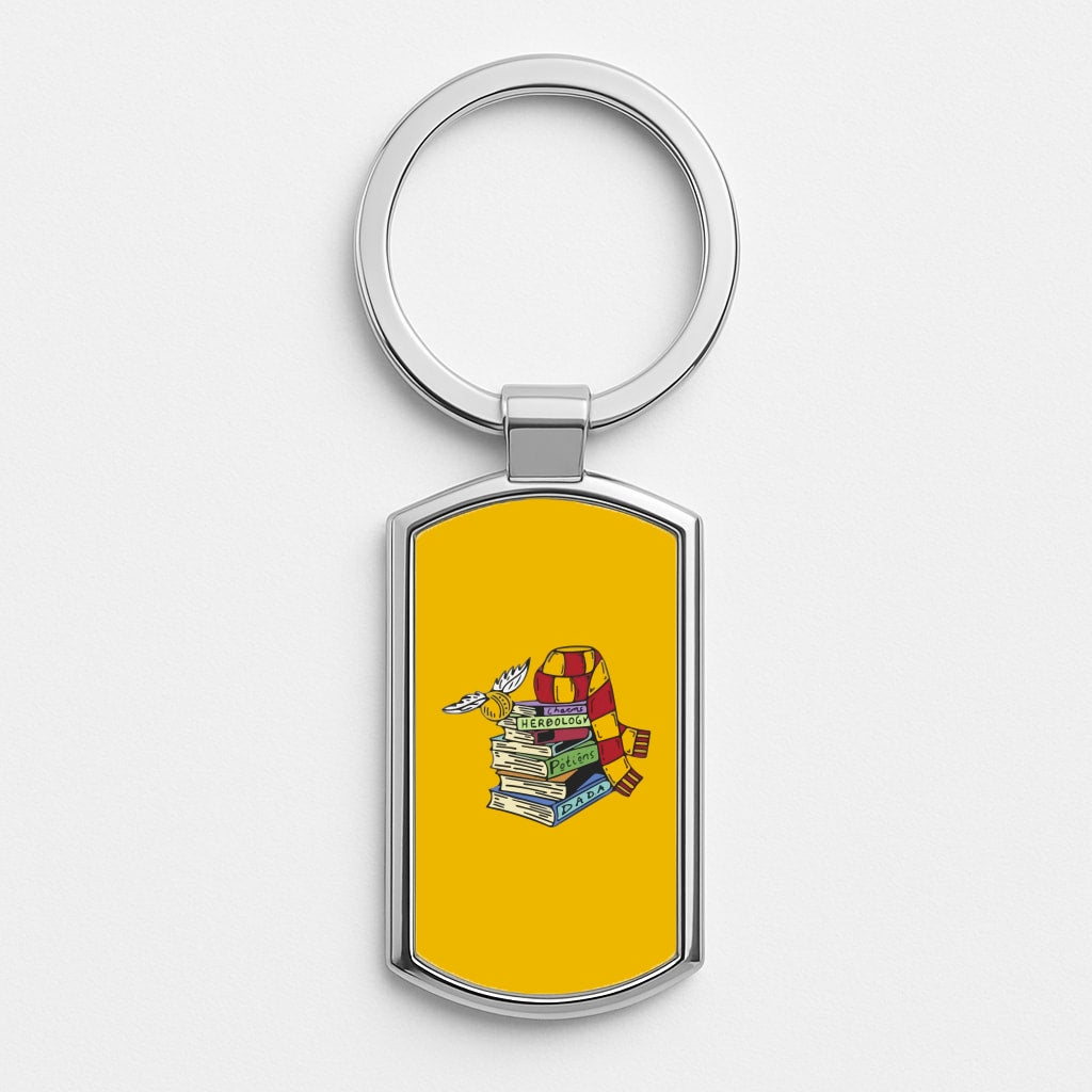 Book Stack Silver Keyring