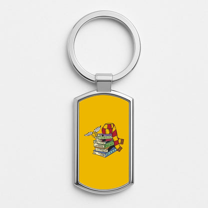 Book Stack Silver Keyring