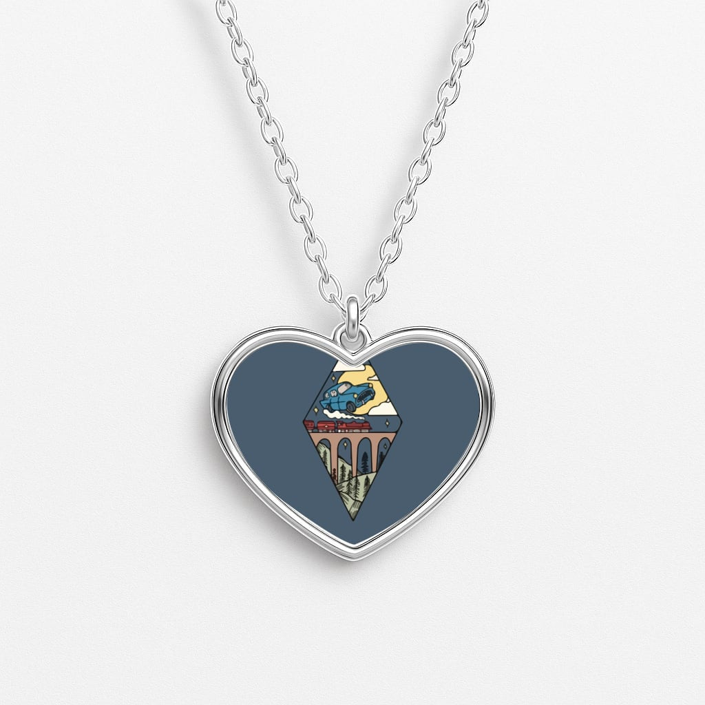 Flying Car Heart Necklace