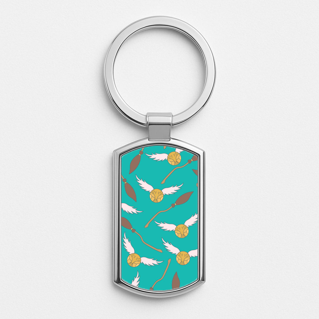 Quidditch Pattern - Harry Potter Silver Keyring