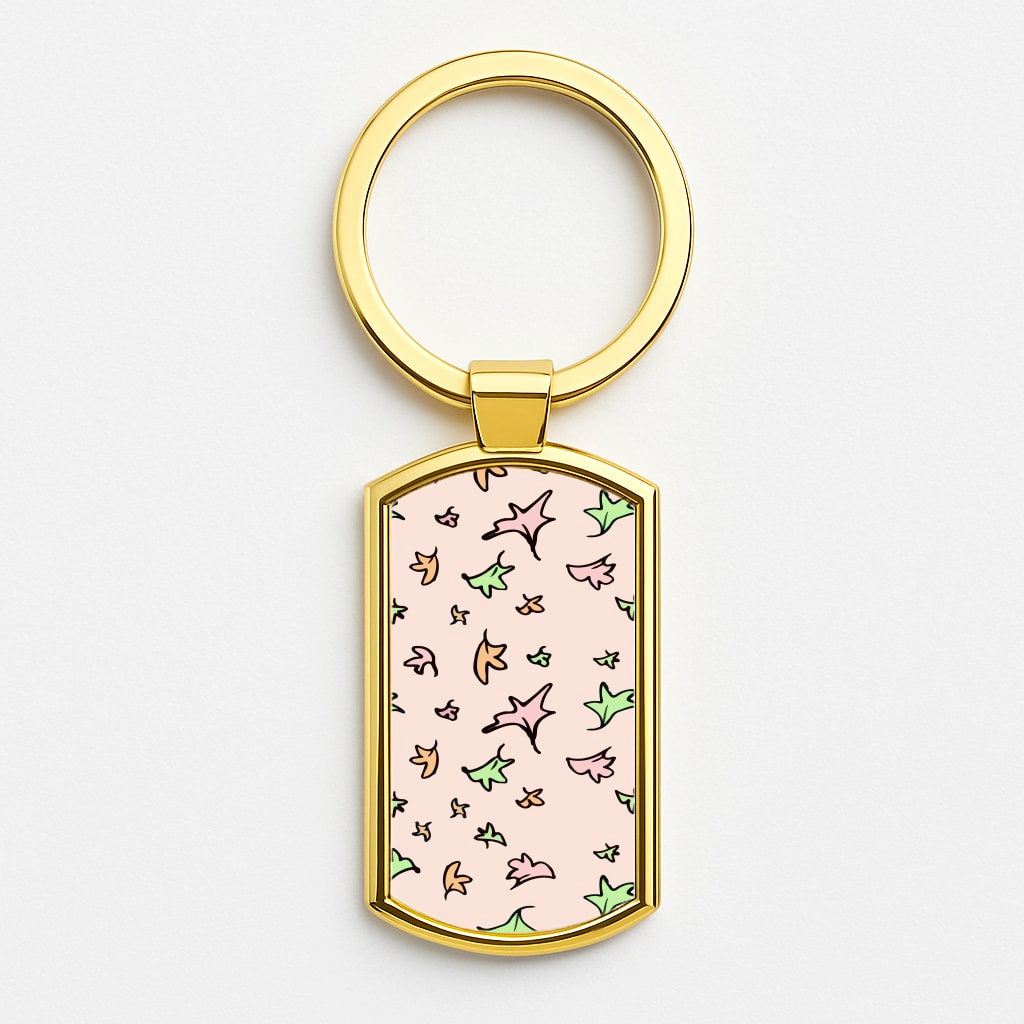 Heart Leaves Gold Keyring