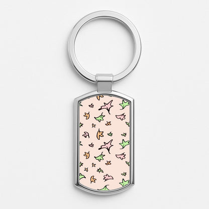 Heart Leaves Silver Keyring